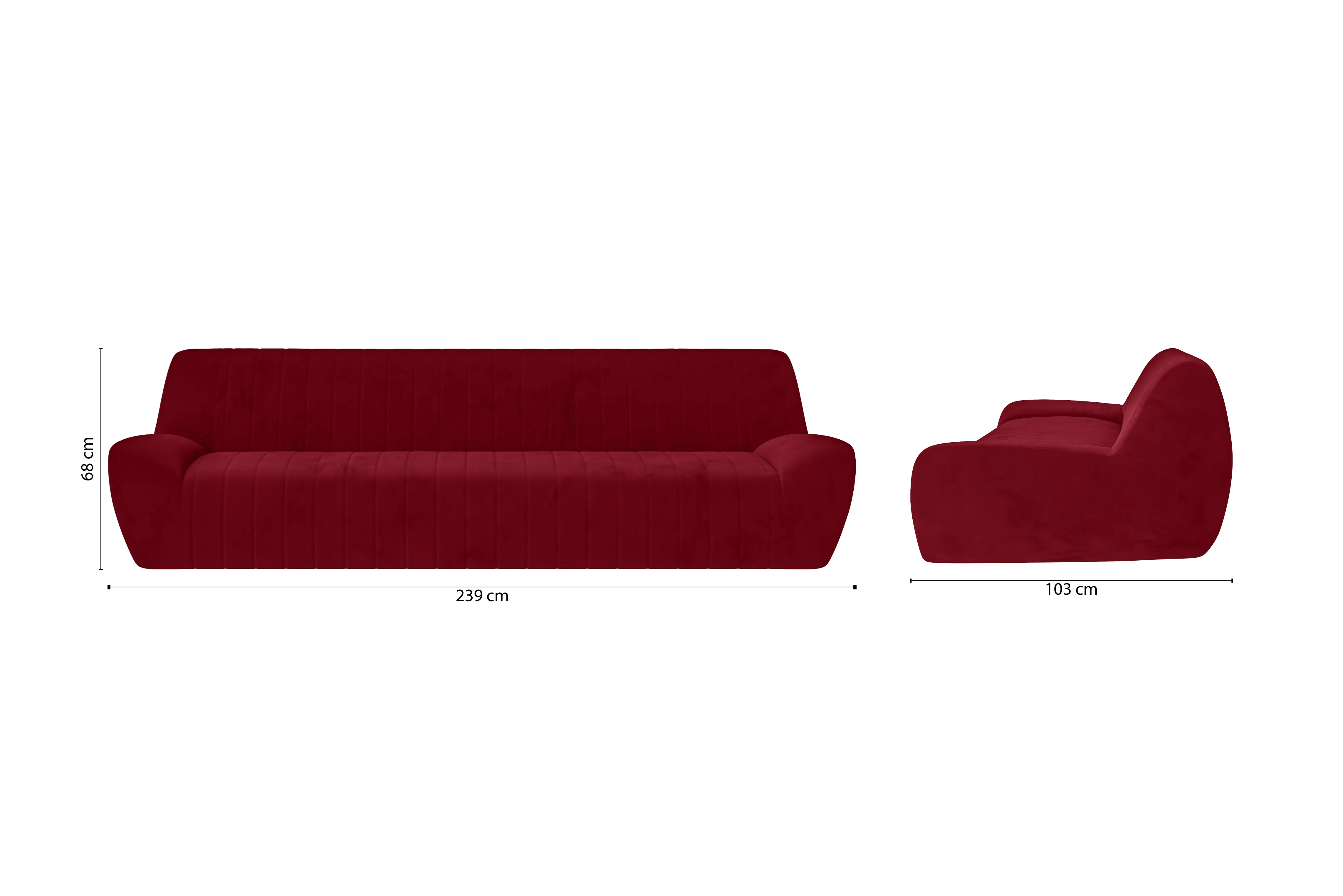 Trapani 4 Seater Sofa Red Velvet