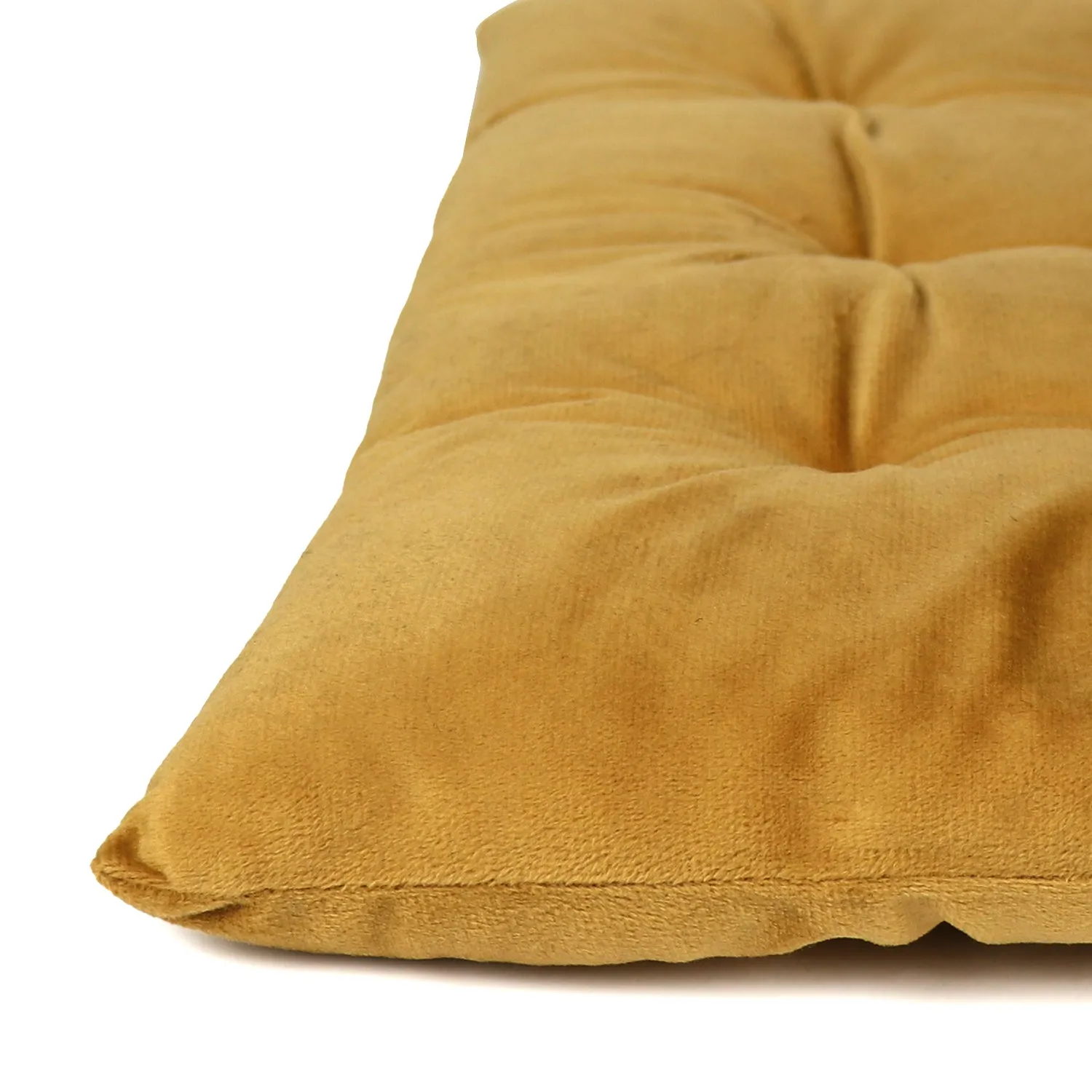 Velvet Slip Free Tufted  Chair Cushion Mustard 40x40cm