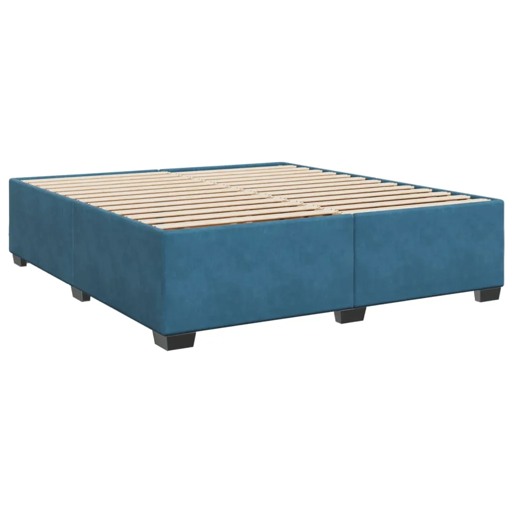 vidaXL Blue Velvet Box Spring Bed with Mattress - 200x200 cm | Luxurious Comfort & Stylish Design