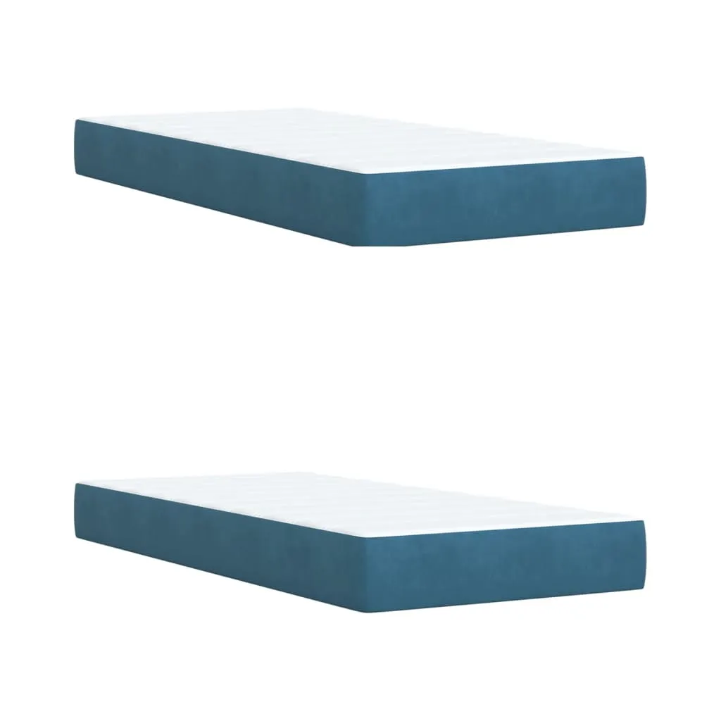 vidaXL Blue Velvet Box Spring Bed with Mattress - 200x200 cm | Luxurious Comfort & Stylish Design
