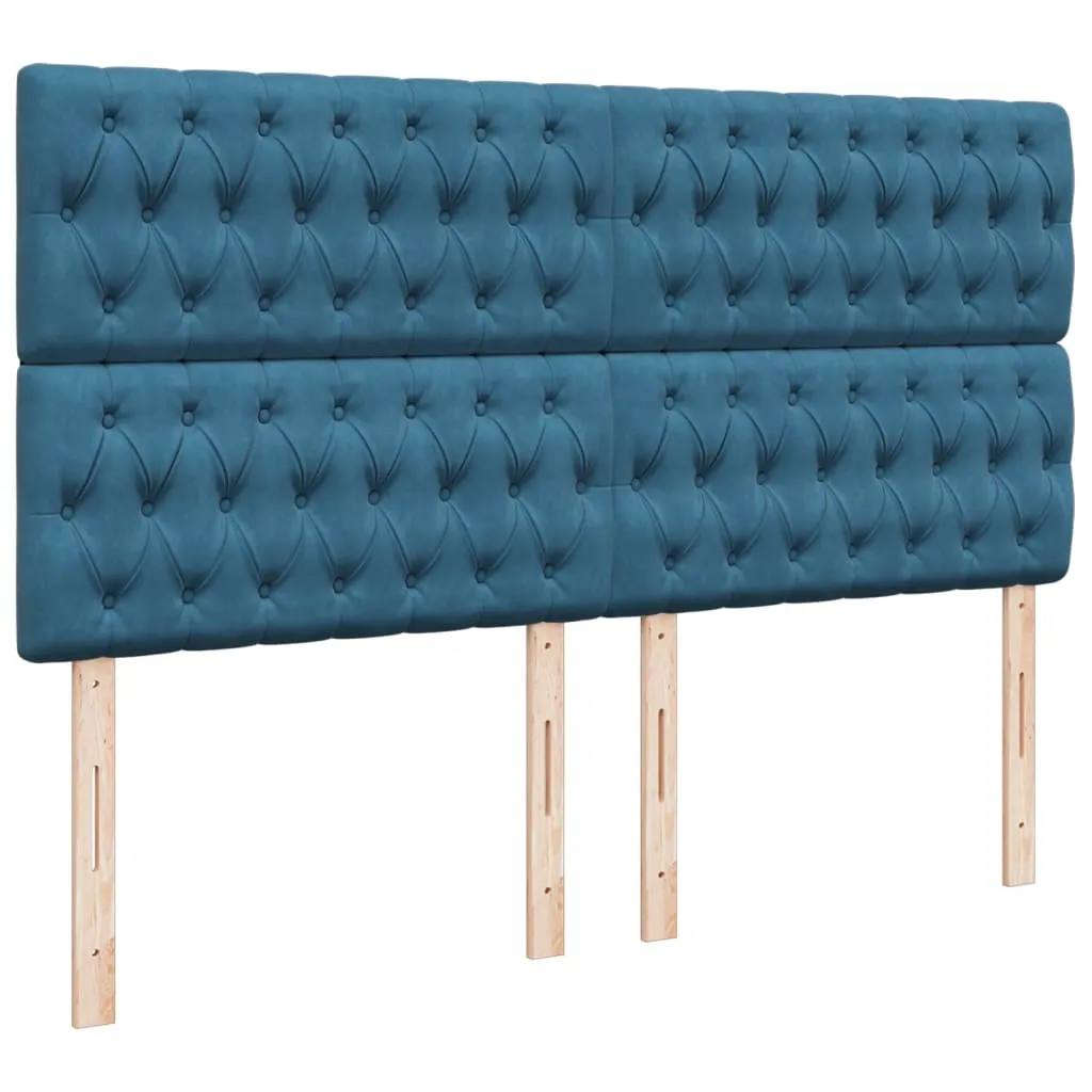 vidaXL Blue Velvet Box Spring Bed with Mattress - 200x200 cm | Luxurious Comfort & Stylish Design