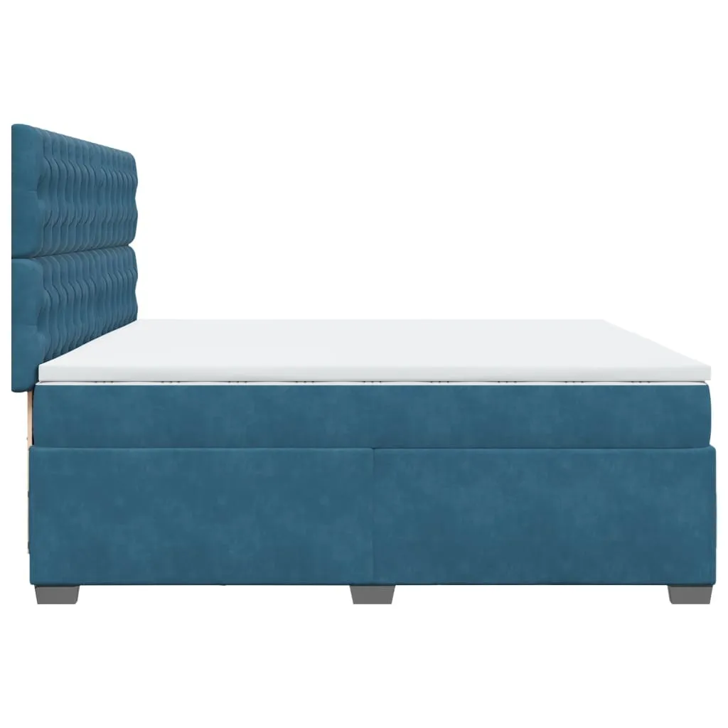 vidaXL Blue Velvet Box Spring Bed with Mattress - 200x200 cm | Luxurious Comfort & Stylish Design