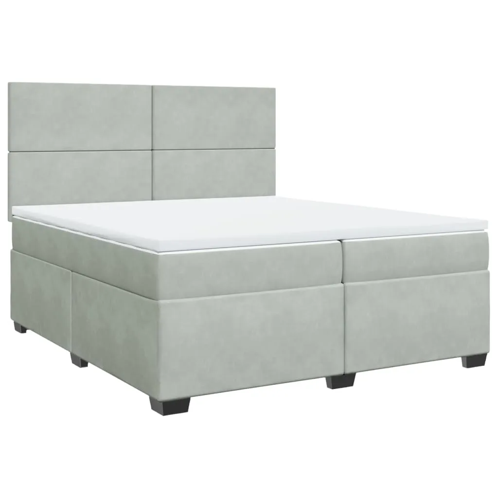 vidaXL Box Spring Bed with Mattress - Luxurious Light Grey Velvet, 200x200 cm | Ultimate Comfort & Style