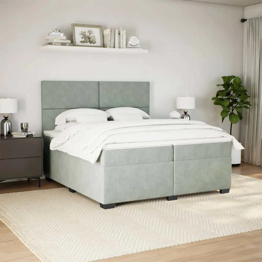 vidaXL Box Spring Bed with Mattress - Luxurious Light Grey Velvet, 200x200 cm | Ultimate Comfort & Style