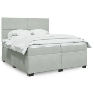 vidaXL Box Spring Bed with Mattress - Luxurious Light Grey Velvet, 200x200 cm | Ultimate Comfort & Style