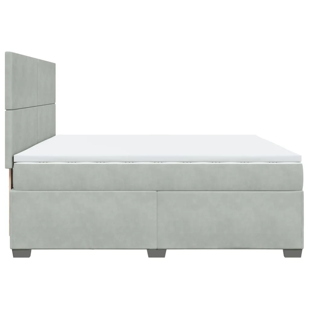 vidaXL Box Spring Bed with Mattress - Luxurious Light Grey Velvet, 200x200 cm | Ultimate Comfort & Style
