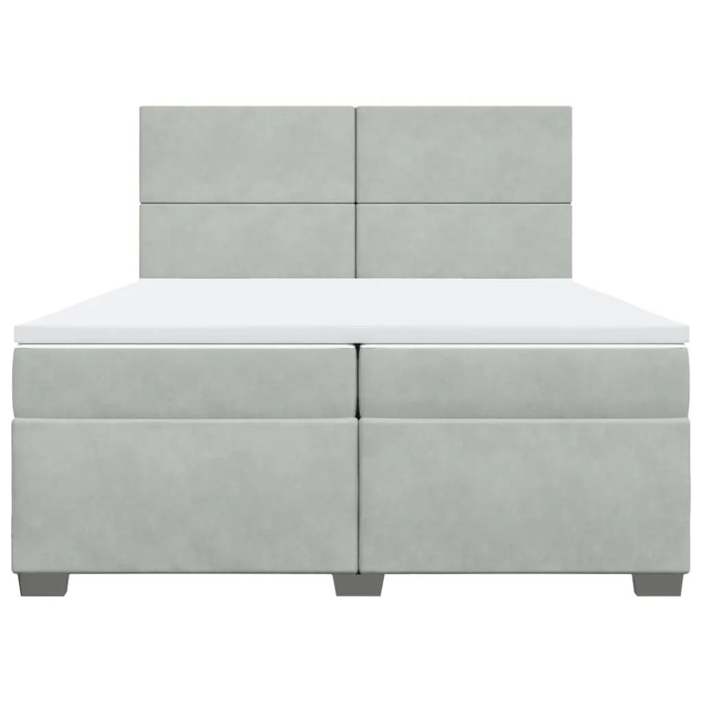vidaXL Box Spring Bed with Mattress - Luxurious Light Grey Velvet, 200x200 cm | Ultimate Comfort & Style
