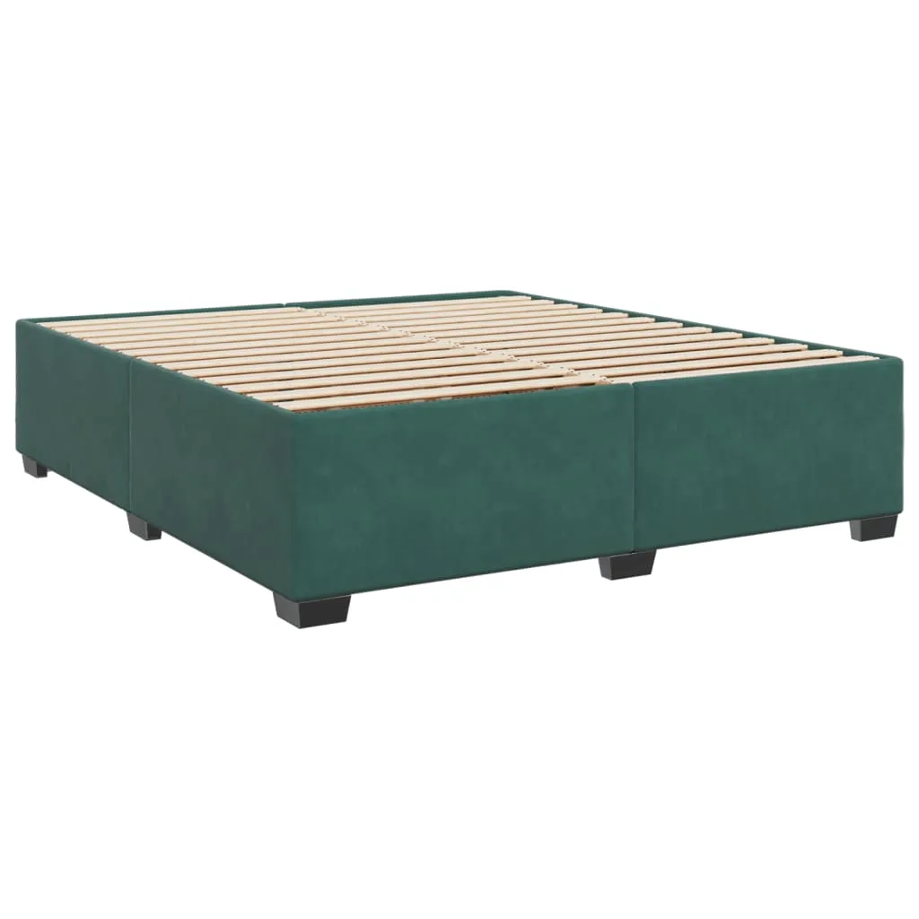 vidaXL Dark Green Velvet Box Spring Bed with Mattress - 200x200 cm, Luxurious Comfort & Adjustable Headboard
