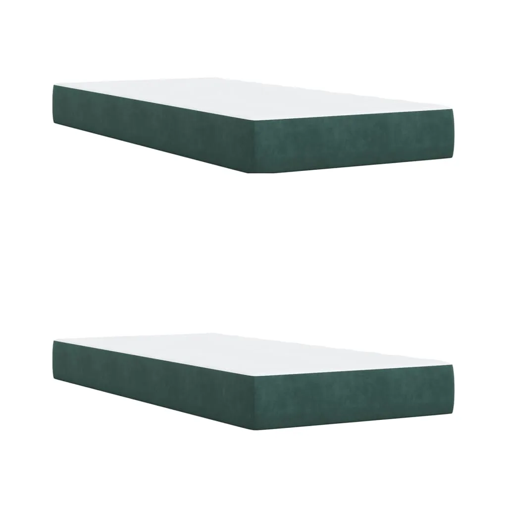vidaXL Dark Green Velvet Box Spring Bed with Mattress - 200x200 cm, Luxurious Comfort & Adjustable Headboard
