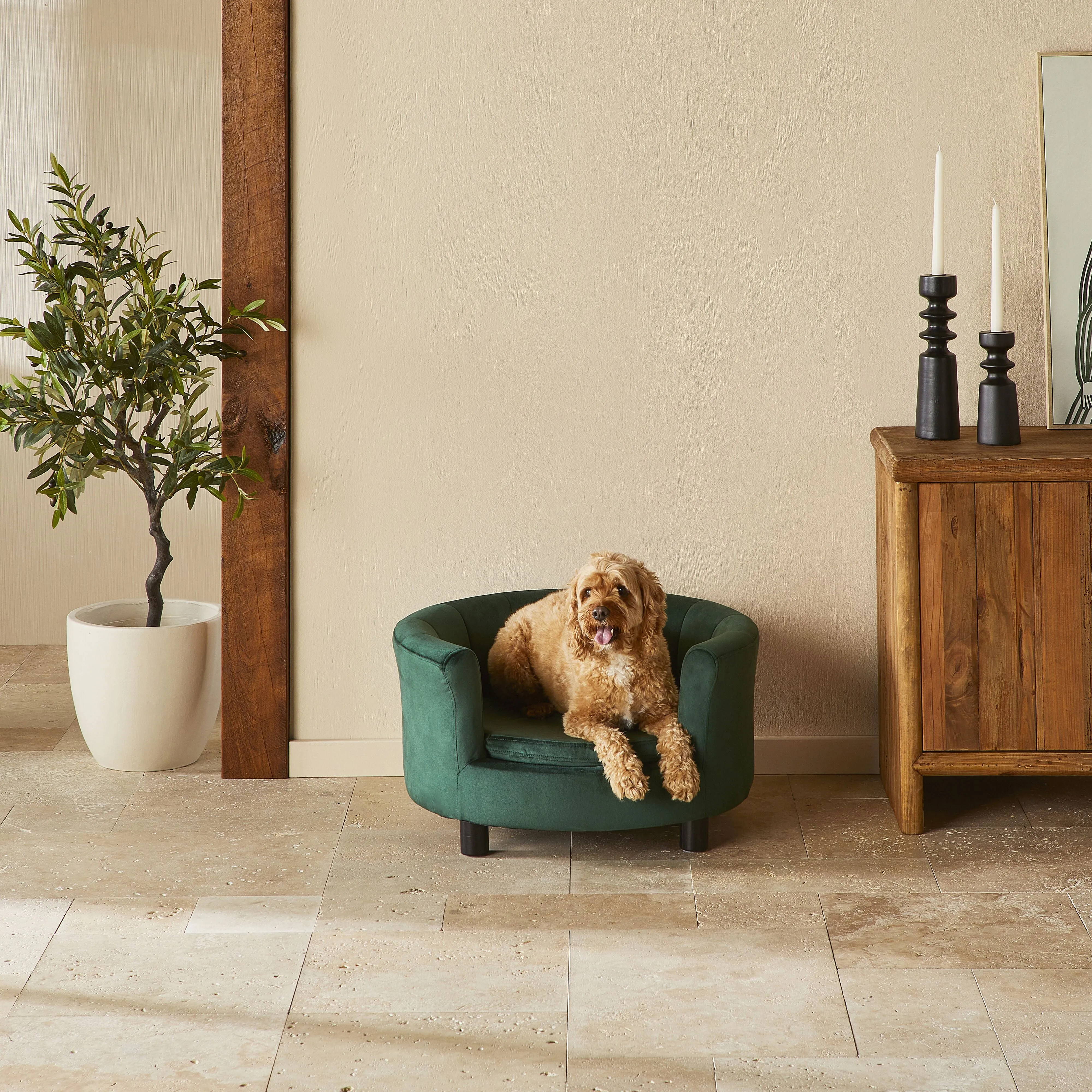 Vivienne Velvet Pet Bed Forest 65x65x36cm
