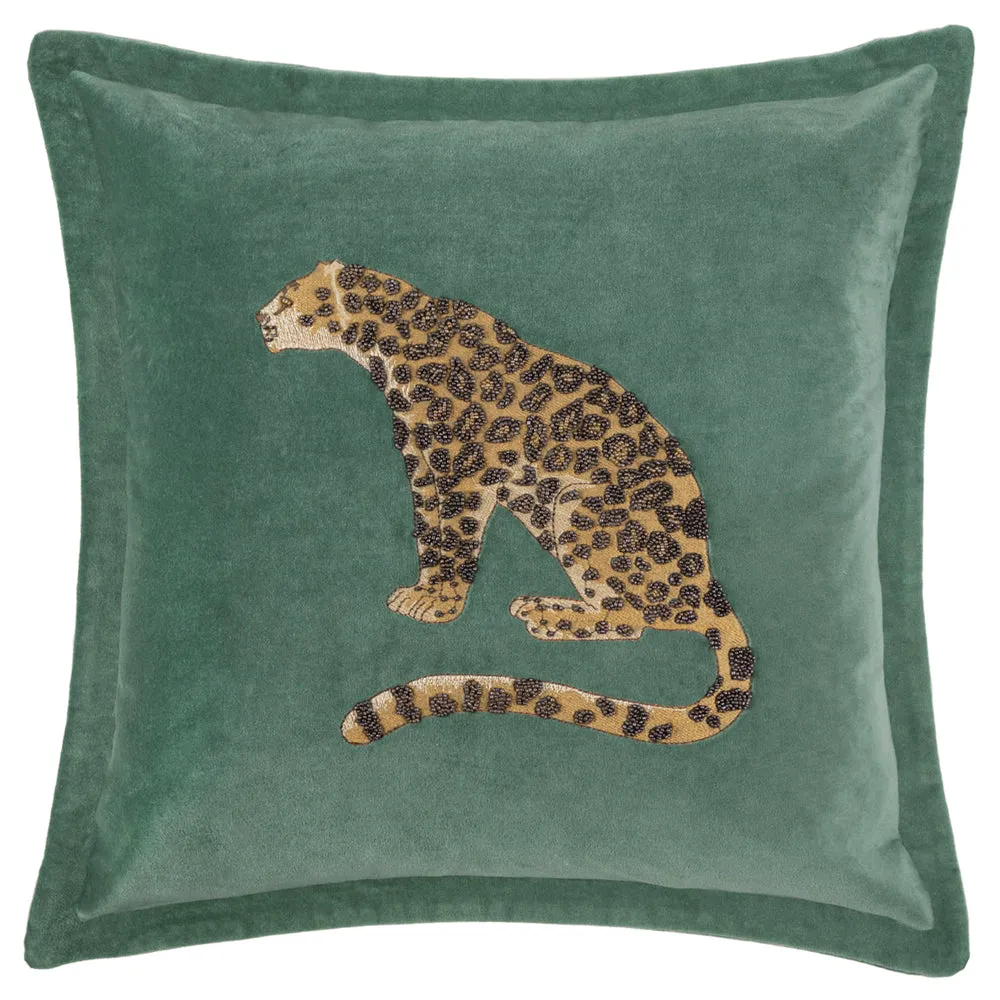 Waghoba Embroidered Feather Cushion Aqua