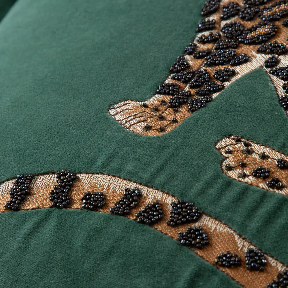 Waghoba Embroidered Feather Cushion Aqua