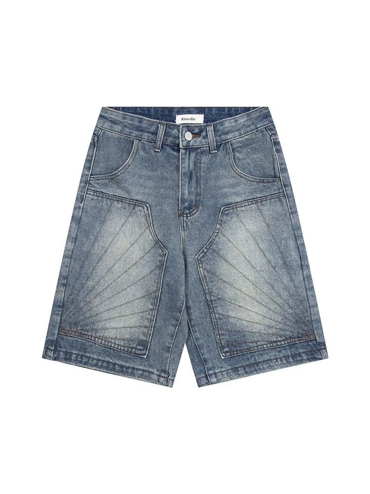 Wenkouban-Winter 2024 New American Retro Design 1980s fashion y2k outfits Denim baggy jorts