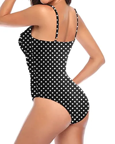 Women's One Piece V Neck Swimsuit Slimming Tummy Control Bathing Suit