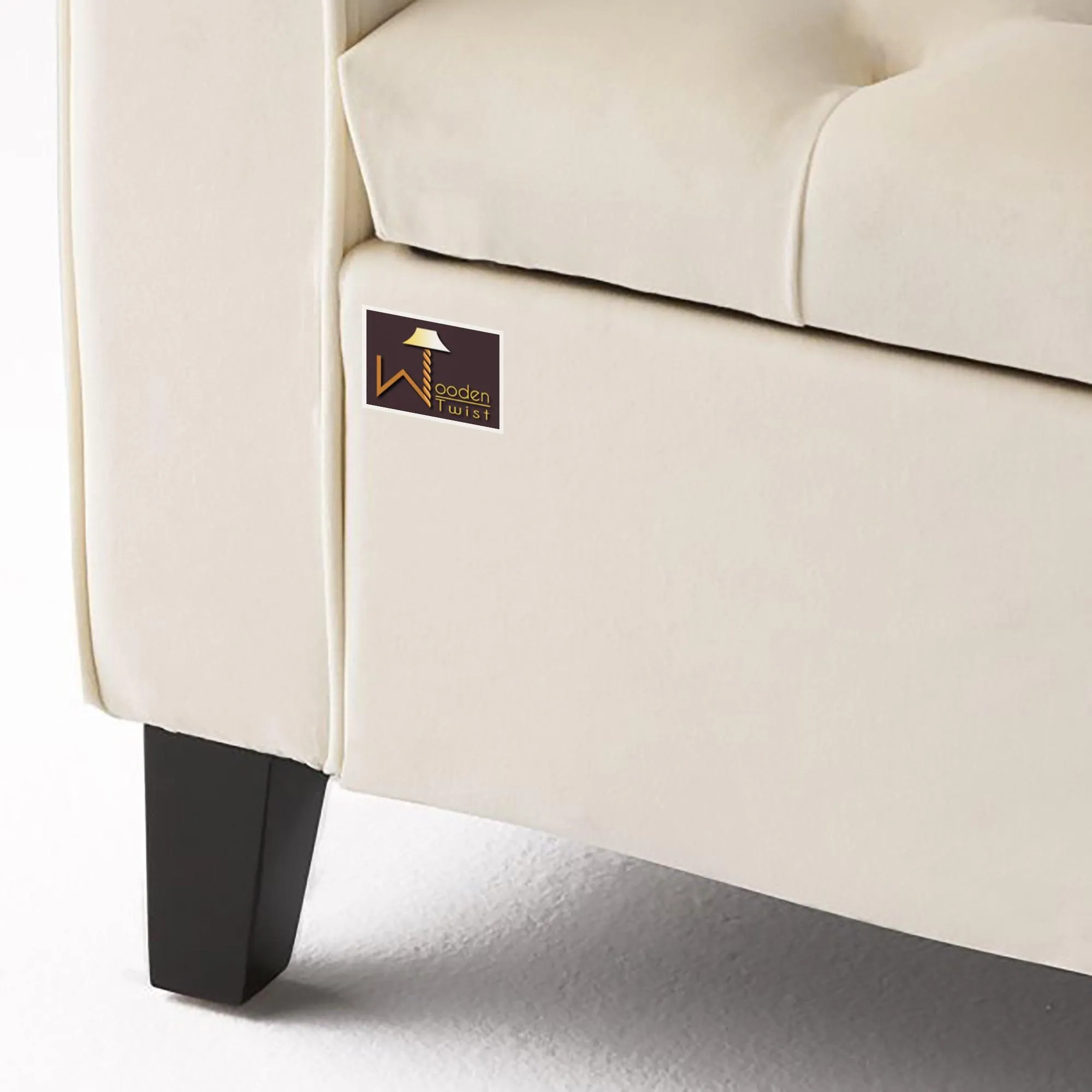 Wooden Twist Zamansız Button Tufted Design Premium Wood 2 Seater Storage Bench (Ivory)