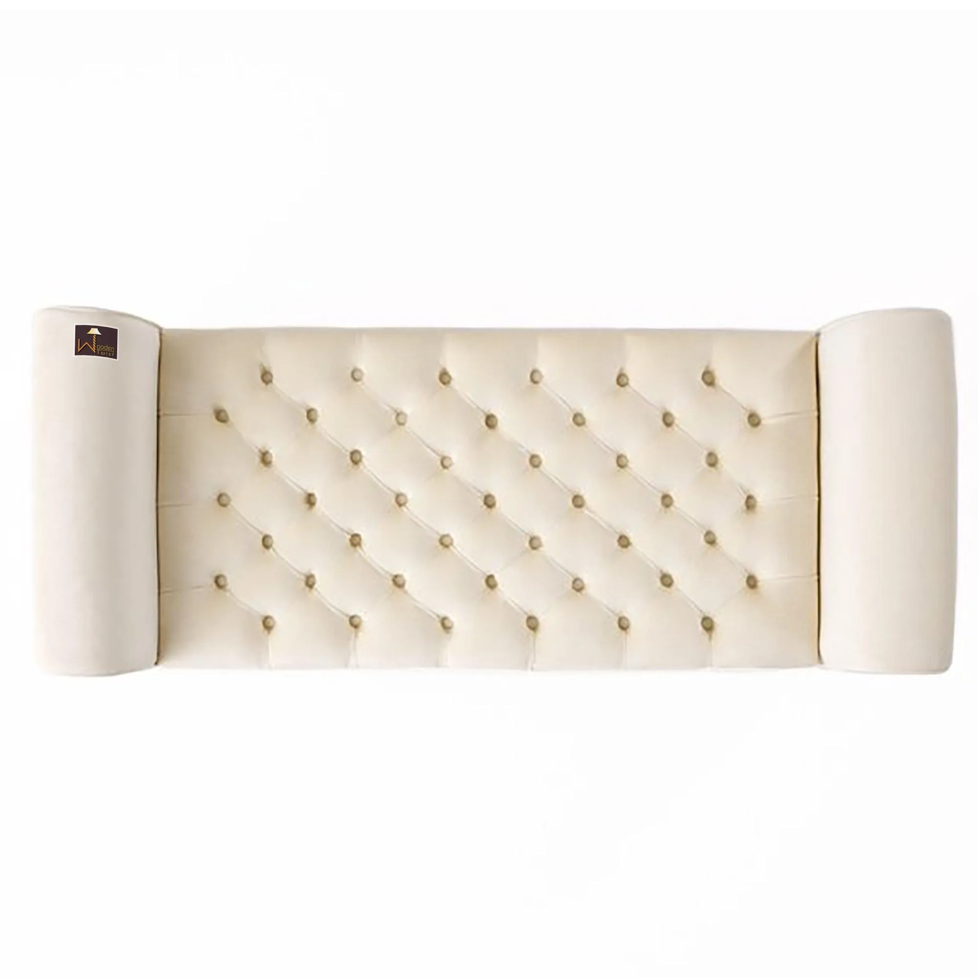 Wooden Twist Zamansız Button Tufted Design Premium Wood 2 Seater Storage Bench (Ivory)