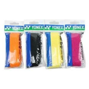 Yonex AC 402EX Badminton Towel Grip | Color: Multicolour | Pack of 4 | Material: Synthetic | Length: 660 mm | Thickness: 1.35 mm | Sweat Absorption | For All Badminton Players | Type: Overgrip